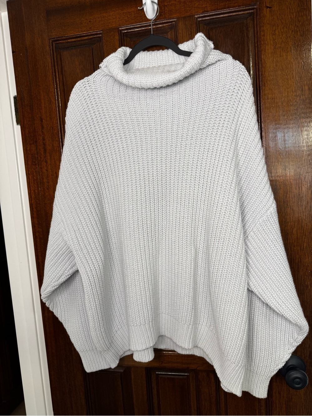 Free People Cream Ribbed Cowl Neck Sweater